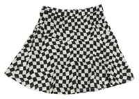 Čierno-biela vzorovaná kolová bavlnená sukňa H&M