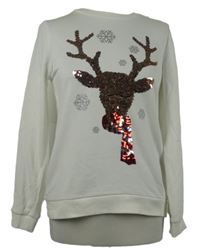 Dámska biela mikina so sobem z flitrů C&A