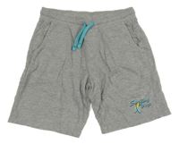 Sivé bavlnené kraťasy s tyrkysovým nápisom Pocopiano