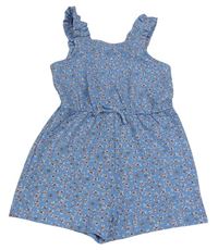 Světlemodrý květovaný kraťasový overal Primark