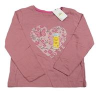 Nové - Růžové triko se srdcem Primark