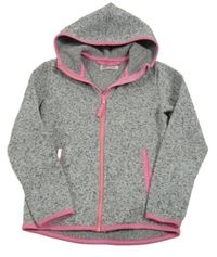 Šedá melírovaná pletená propínací mikina s kapucí H&M