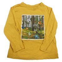 Horčicové tričko s obrázkom Primark