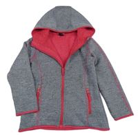 Tmavomodro-bílá melírovaná pletená propínací zateplená mikina s kapucí TCM