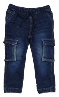 Tmavomodré teplákové rifle s kapsami Matalan