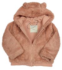 Růžová chlupatá podšitá mikina s kapucí Tu