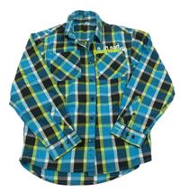 Modro-černo-žlutá kostkovaná košile s nápisem C&A