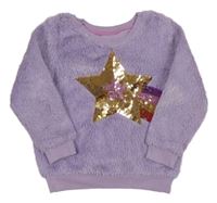 Fialová chlpatá podšitá mikina s kometou z flitrů Nutmeg