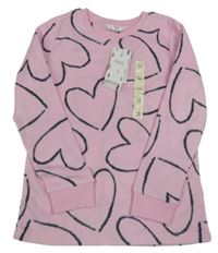Nové - Svetloružové fleecové pyžamové tričko so srdiečkami M&S