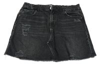 Tmavošedá riflová sukně s prošoupáním Zara