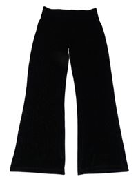 Čierne trblietavé zamatové wide leg nohavice F&F