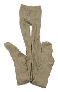 Hnědé melírované žebrované punčocháče