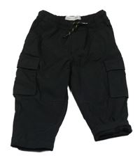 Černé šusťákové podšité kalhoty s kapsami Zara