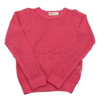 Fuchsiový perforovaný sveter H&M