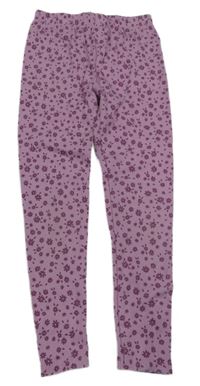 Ružové kvetované rebrované legíny Young Idols