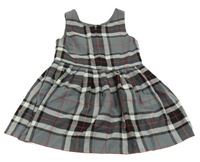 Sivo-čierno-červené kockované šaty