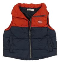 Červeno-antracitová šušťáková zateplená vesta s nápisom H&M