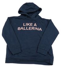 Tmavomodrá mikina s nápisom a kapucňou Topolino