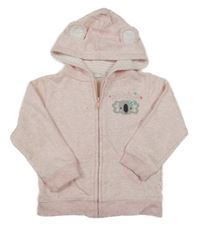 Svetloružová melírovaná prepínaci mikina s koalou a kapucňou