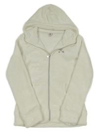 Smetanová chlupatá propínací mikina s hvězdami a kapucí Yigga