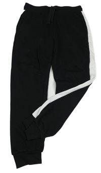 Černé sportovní tepláky s bílými pruhy H&M