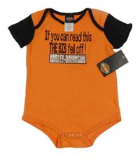 Nové - Černo-oranžové body s nápisem - Harley Davidson