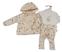 Nové - 3set - Vanilková vzorovaná propínací mikina + body + tepláky - Lví král Disney