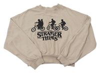 Béžová crop mikina s potiskem - Stranger things H&M