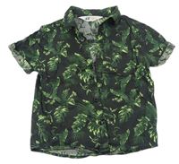 Čierno-zelená košeľa s listami H&M