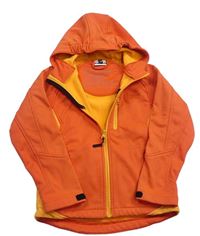 Oranžová softshellová bunda s kapucňou Stop+go