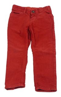 Červené manšestrové slim fit kalhoty H&M