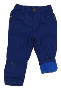 Modro-čierne kockované podšité nohavice Pep&Co