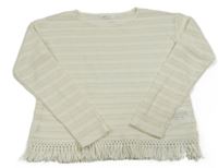 Biele vzorované úpletové tričko s strapcemi H&M