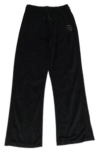 Čierne plyšové nohavice s květem z kamínků Dunnes