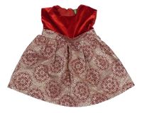 Červeno-vínovo-zlaté vzorované slávnostné šaty Benetton