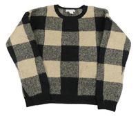 Béžovo-černý kostkovaný svetr Primark