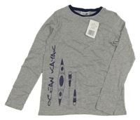 Nové - Šedo-tmavomodré triko s kajakem Alive 