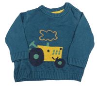 Tmavozelený sveter s traktorom M&S