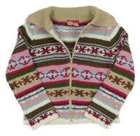 Farebný vzorovaný prepínaci sveter s golierom