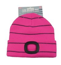 Nové - Neonově růžovo-šedá pruhovaná pletená čepice na led světlo 