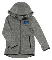 Šedá melírovaná pletená propínací mikina s kapucí Y.F.K.