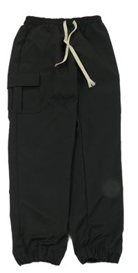 Černé šusťákové cargo cuff kalhoty 