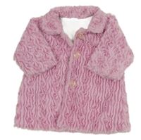 Ružový kožušinový zateplený kabát