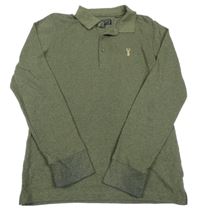 Khaki melírované polo tričko s výšivkou Next