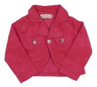 Růžový manšestrový crop kabátek