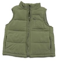 Khaki šušťáková prešívaná zateplená vesta F&F