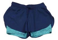 Tmavomodré běžecké vrstvené kraťasy Decathlon