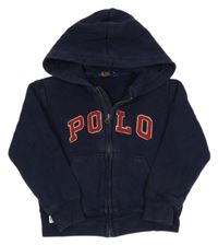 Tmavomodrá propínací mikina s logem a kapucí Ralph Lauren