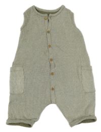 Olivovo-biely pruhovaný kraťasový overal George