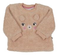 Svetloružová chlpatá mikina s medvedíkom Liegelind